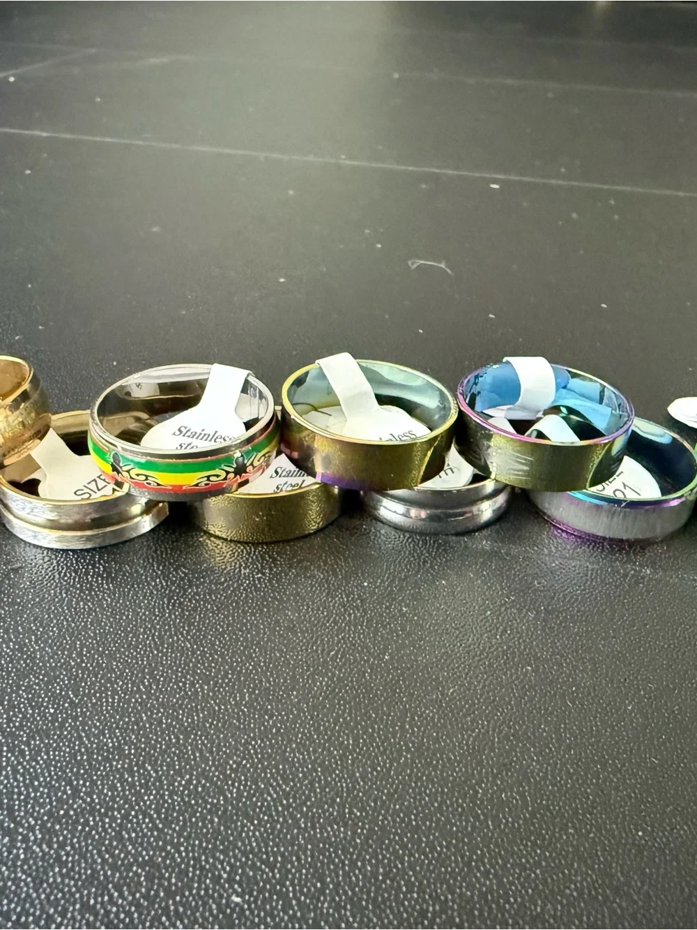 Mixed Bundle of 10 NWT Men's Stainless Steel Band Ring in Multicolor Finish